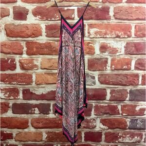 ZOZO Dress Women's M Multicolor Silk Blend Boho Abstract Striped Flowy Beachy